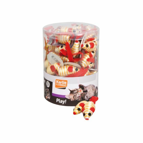 Karlie Fare Kedi Oyuncağı Beyaz/Sarı/Kırmızı 60 Adet 5 Cm
