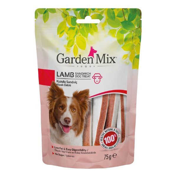 Garden Mix Kuzulu Sandviç Düşük Yağlı Şekersiz Köpek Ödül Maması 75 Gr