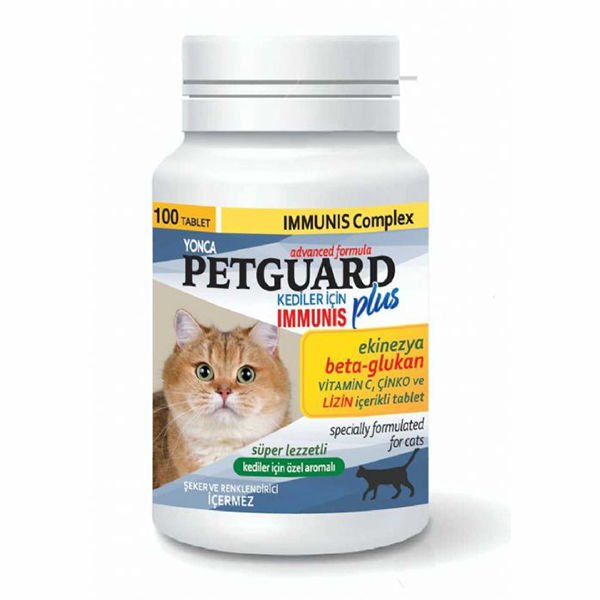 Petguard Kediler İçin Ekinezya Beta-Glukan ve Çinkolu Immunis Tableti 100 Adet