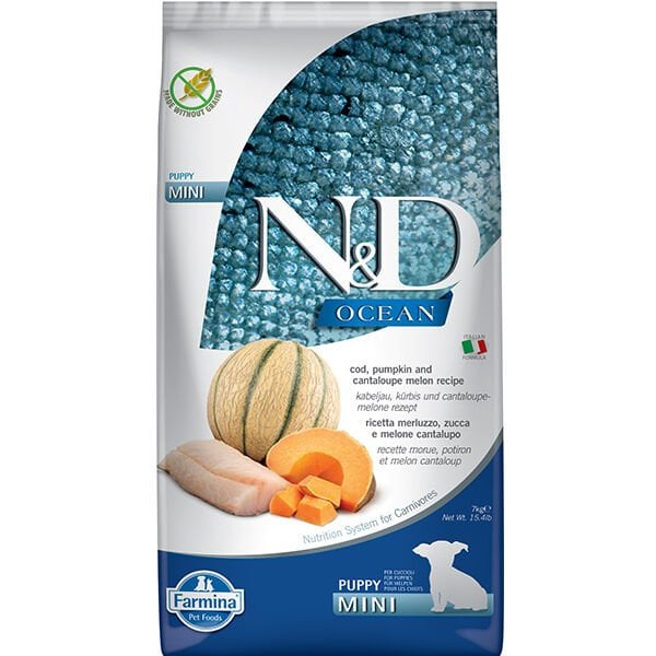 N&D Ocean Morina Balığı Balkabağı ve Kavunlu Yavru Köpek Maması 7 Kg