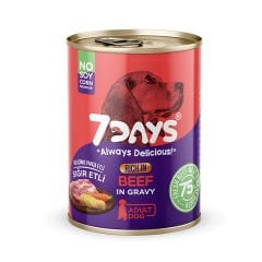 7Days Tahılsız Taze Sığır Etli Soslu Yetişkin Köpek Konservesi 415 Gr