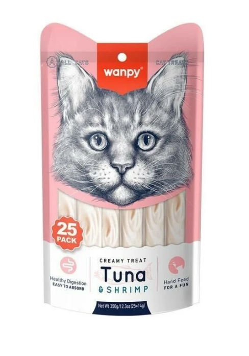 Wanpy Ton Balığı ve Karidesli Sıvı Kedi Ödül Maması 25x14 Gr