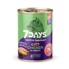 7Days Tahılsız Taze Tavuklu Soslu Yavru Konserve Kedi Maması 415 Gr