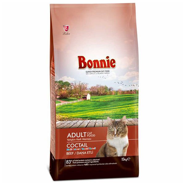 Bonnie Biftekli Multicolor Yetişkin Kedi Maması 15 Kg