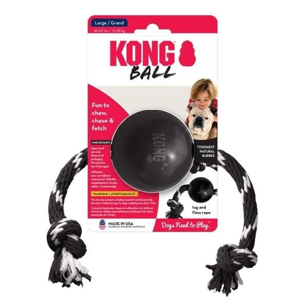 Kong Extreme Top İp Sallantılı Sesli Sert Plastik Köpek Oyuncağı Large Siyah