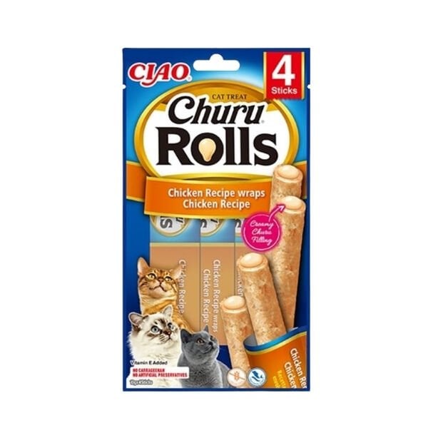 Inaba Ciao Churu Rolls Sticks Tavuk Sargılı Kedi Ödül Maması 10 Gr 4 Adet