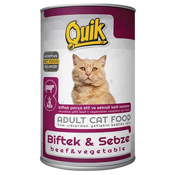 Quik Biftek ve Sebzeli Yetişkin Konserve Kedi Maması 415 Gr