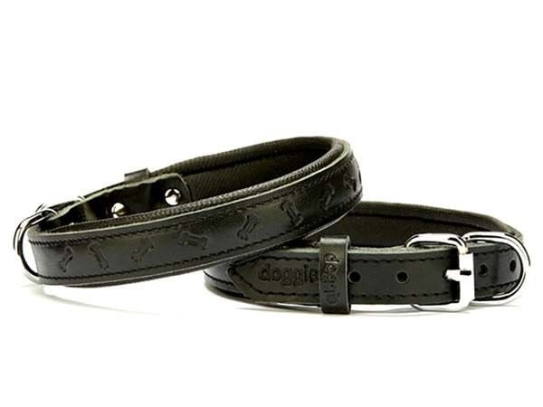Doggie Comfort Deri Kemik Desenli Köpek Boyun Tasması Medium Siyah 2x35-40 Cm