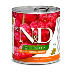 N&D Quinoa Skın Ringa Balığı ve Hindistan Cevizli Köpek Konservesi 285 gr