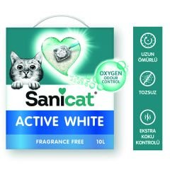 Sanicat Active White Ultra Topaklanan Doğal Kedi Kumu 10 Lt