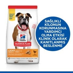 Hills Light Orta Irk Tavuklu Diyet Köpek Maması 14 Kg