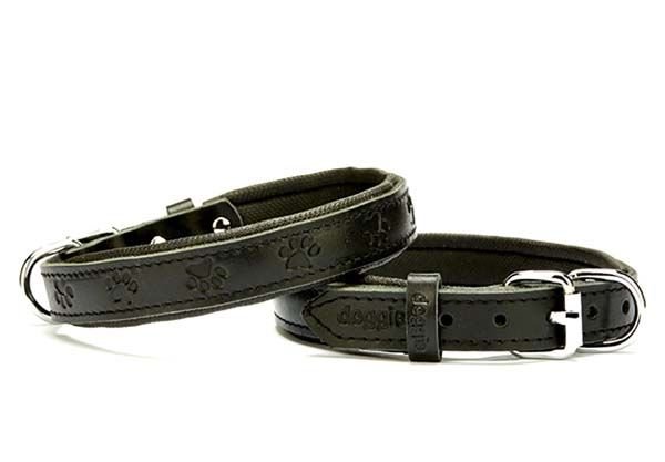 Doggie Comfort Deri Pati Desenli Köpek Boyun Tasması Medium Siyah 2x35-40 Cm