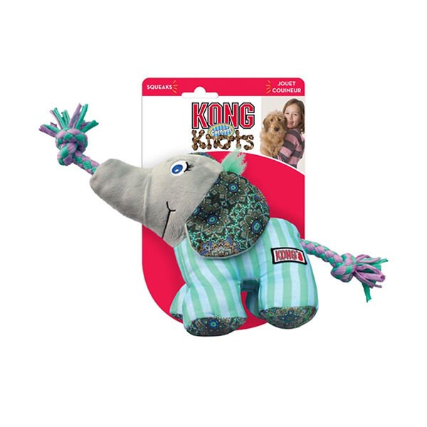 Kong Knots Carnival Elephant Sesli Diş İpli Peluş Fil Köpek Oyuncağı Yeşil 30 Cm