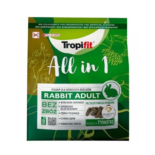 Tropifit All In 1 Tahılsız Yetişkin Tavşan Yemi 500 Gr