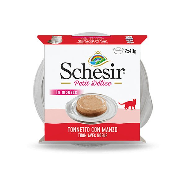 Schesir Delice Tuna Balıklı ve Sığır Etli Yetişkin Konserve Kedi Maması 2 Adet 40 Gr