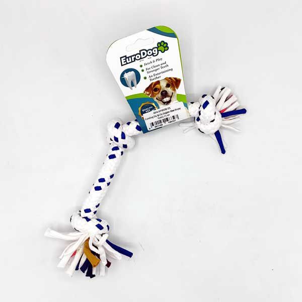 Euro Dog Üç Düğümlü Diş Kaşıma İpi Köpek Oyuncağı Beyaz/Mavi 15 Cm