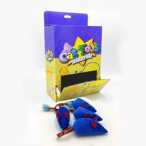 Wonpet Yumuşak Fare Peluş Kedi Oyuncağı Mavi 24 Adet 10 Cm