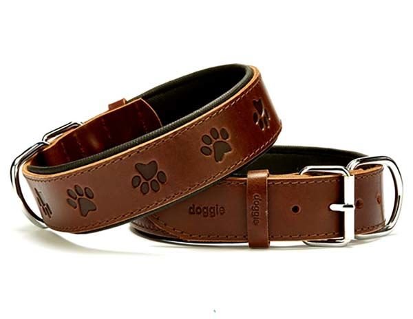 Doggie Comfort Deri Pati Desenli Köpek Boyun Tasması Medium Kahverengi 4x52-60 Cm