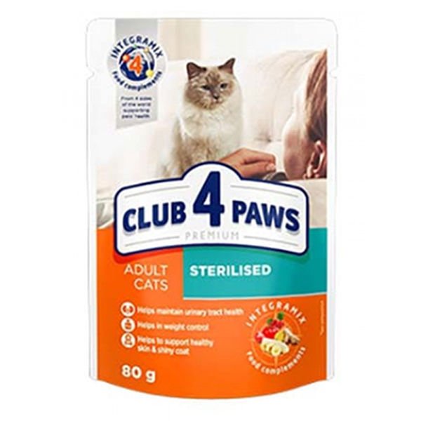Club4Paws Premium Kısırlaştırılmış Pouch Kedi Konservesi 80 Gr