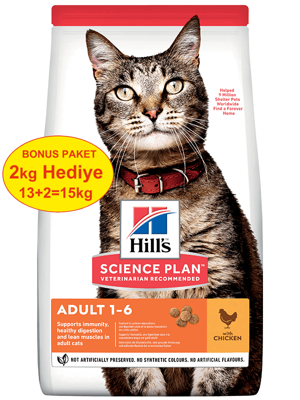 Hills Adult Optimal Care Tavuklu Yetişkin Kedi Maması 13+2 Kg Hediyeli