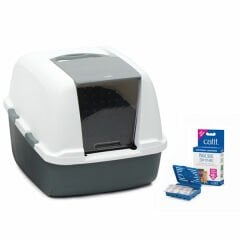 Catit Magic Blue Litter Box Jumbo Kapalı Kedi Tuvaleti Gri 57x46.5x43 Cm