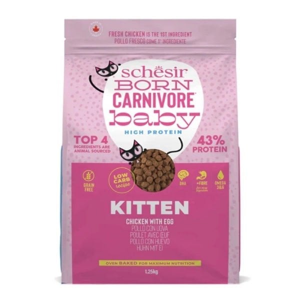 Schesir Born Carnivore Baby Tavuklu ve Yumurtalı Yavru Kedi Maması 1.25 Kg