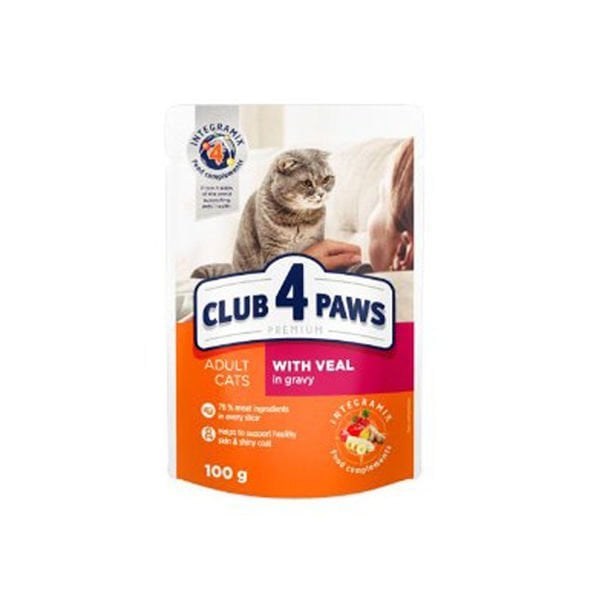 Club4Paws Premium Dana Etli Pouch Kedi Konservesi 100 Gr