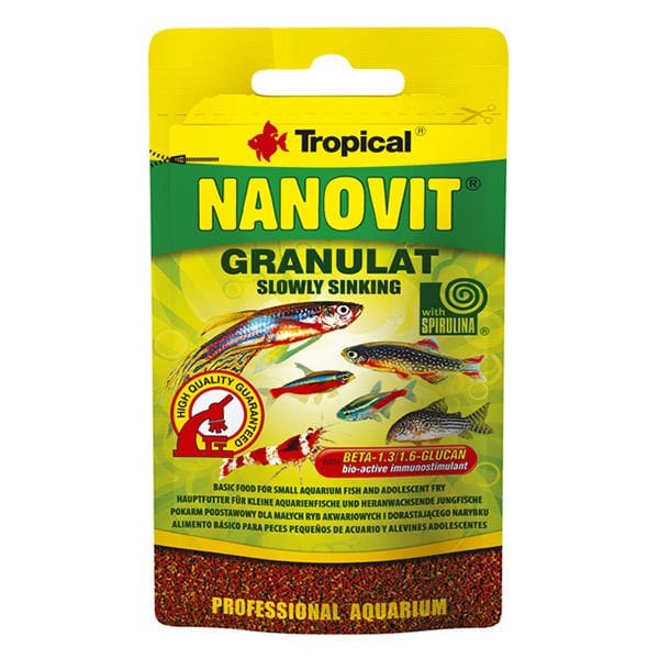 Tropical Nanovit Granulat Tropikal Balıkları için Granül Balık Yemi 10 Gr