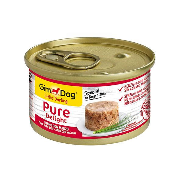 Gimdog Pure Delight Jöleli Parça Etli Ton Balıklı ve Biftekli Yetişkin Konserve Köpek Maması 85 Gr