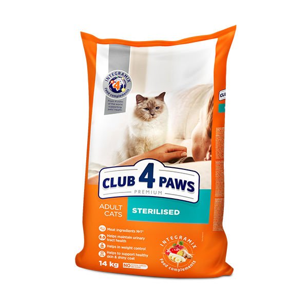 Club4Paws Premium Sterilised Tavuklu Kısırlaştırılmış Yetişkin Kedi Maması 14 Kg