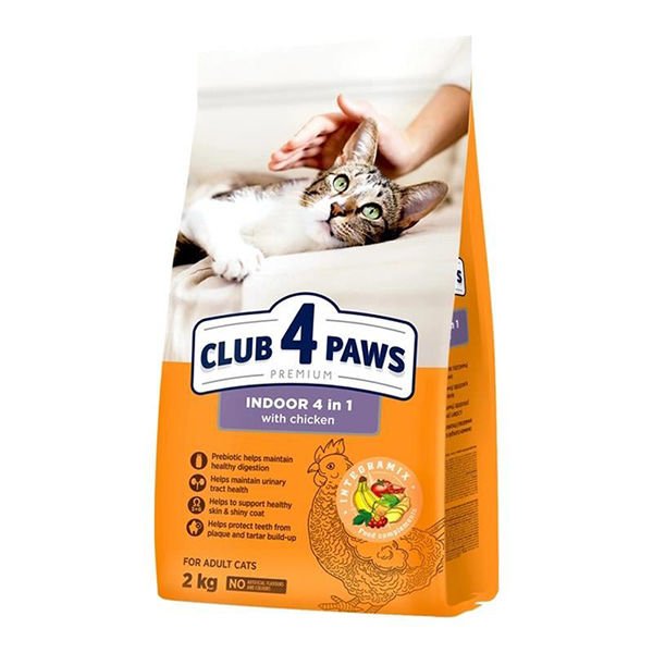 Club4Paws Premium Indoor 4 in 1 Tavuklu Yetişkin Kedi Maması 2 Kg