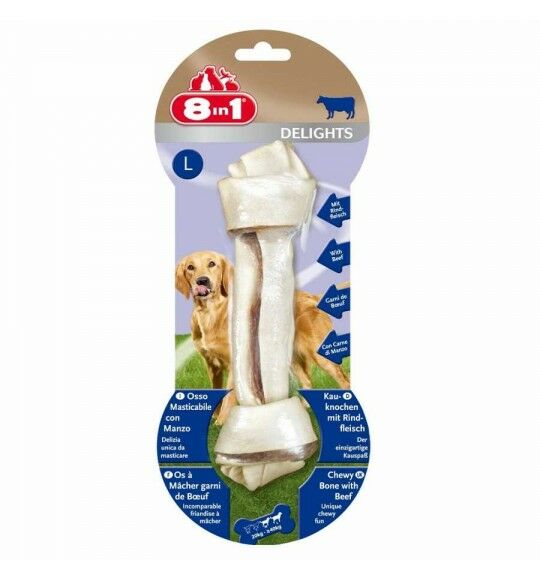 8in1 Delights Bones Biftekli Köpekler İçin Ağız Bakım Kemiği Large