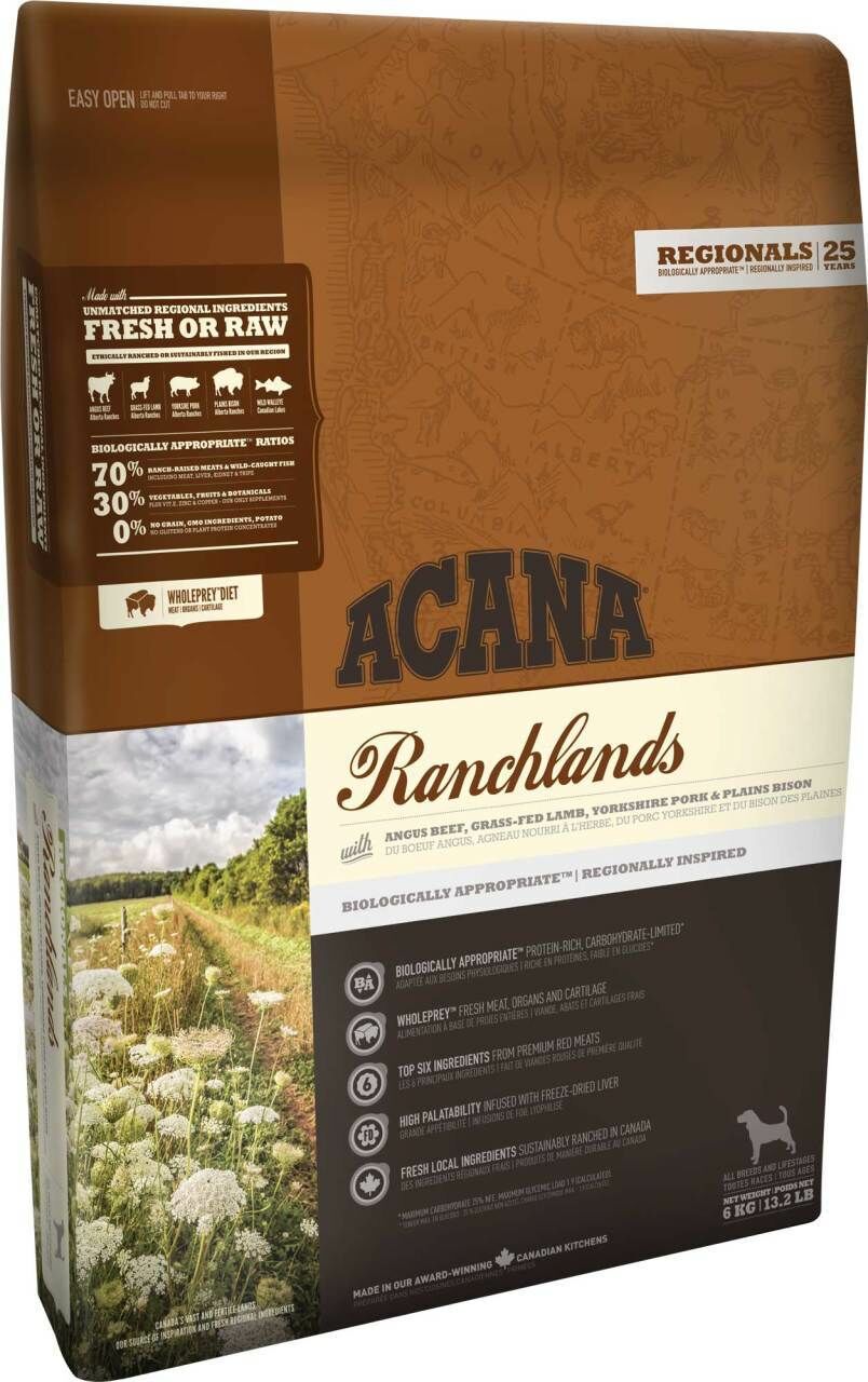 Acana Ranchlands Tahılsız Sığır ve Kuzu Etli Yetişkin Köpek Maması 11.4 Kg