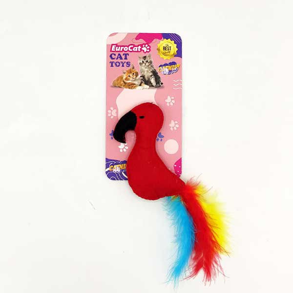 Euro Cat Toys Peluş Papağan Kedi Oyuncağı Kırmızı/Siyah