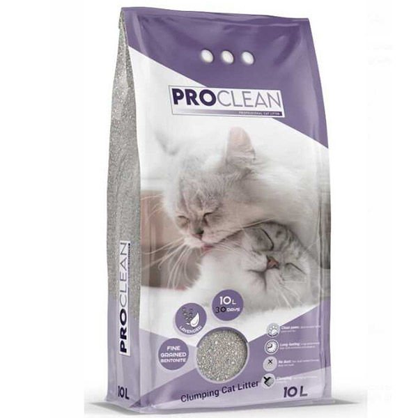 Proclean Lavanta Kokulu İnce Taneli Bentonit Topaklanan Kedi Kumu 10 Lt