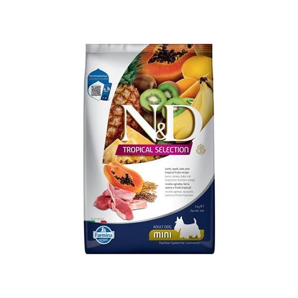 N&D Tropical Selection Kuzu Etli ve Tropical Meyveli Mini Irk Yetişkin Köpek Maması 1.5 Kg