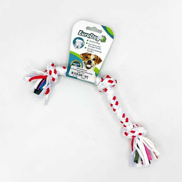 Euro Dog Üç Düğümlü Diş Kaşıma İpi Köpek Oyuncağı Beyaz/Kırmızı 16 Cm