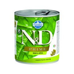 N&D Prime Yaban Domuzu ve Elmalı Konserve Yaş Köpek Maması 285 Gr