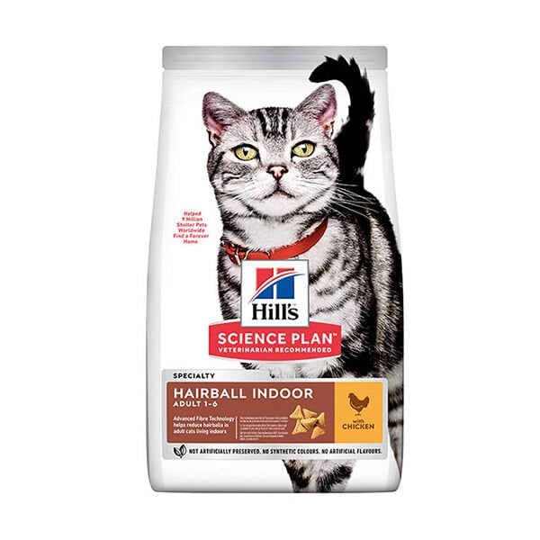 Hills Hairball İndoor Tavuklu Tüy Yumağı Önleyici Yetişkin Kedi Maması 1.5 Kg