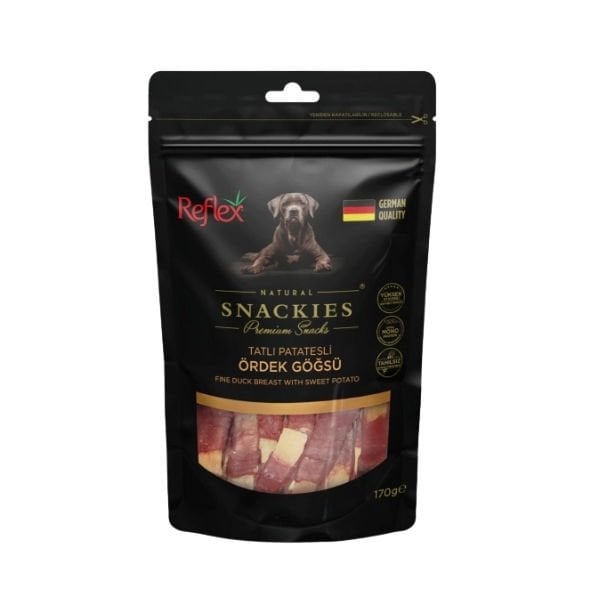 Reflex Snackies Natural Tatlı Patatesli Ördek Göğsü Tahılsız Köpek Ödül Maması 170 Gr