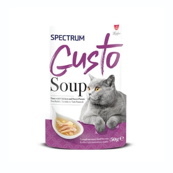 Spectrum Gusto Soup Ton Balıklı Tavuklu ve Tatlı Patatesli Kedi Çorbası 50 Gr