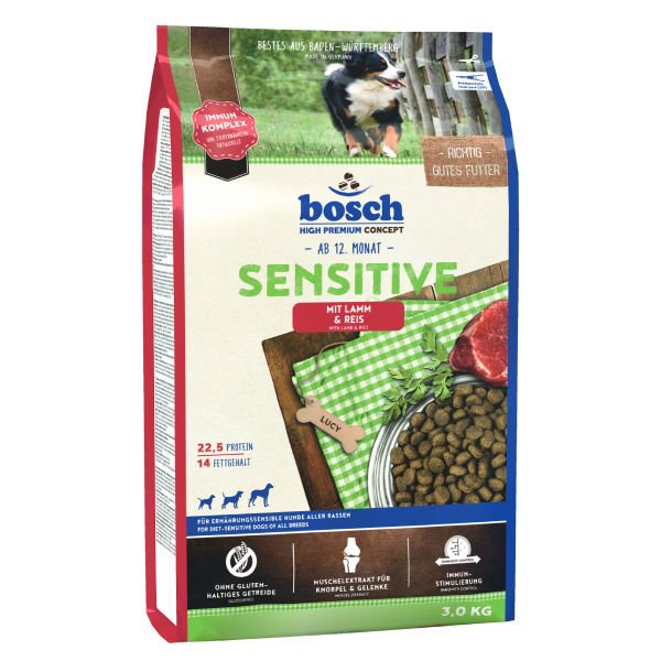Bosch Adult Sensitive Tahılsız Kuzu Etli ve Pirinçli Hassas Yetişkin Köpek Maması 3 Kg
