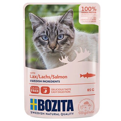 Bozita Pouch Somon Balıklı Tahılsız Yetişkin Kedi Konservesi 85 gr