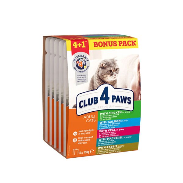Club4Paws Karışık Pouch Konserve Kedi Maması 5 Adet 100 Gr