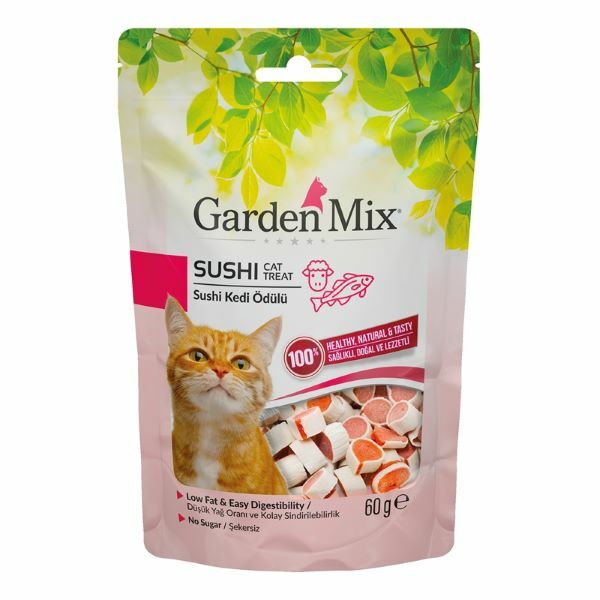 Garden Mix Kuzulu Sushi Düşük Yağlı Şekersiz Kedi Ödül Maması 60 Gr