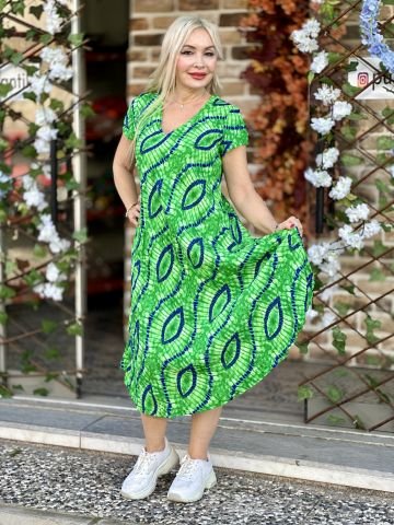 Y12121 Picasso Elbise Yeşil
