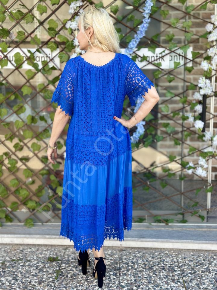 N52012 İtalyan İpek Elbise Saks