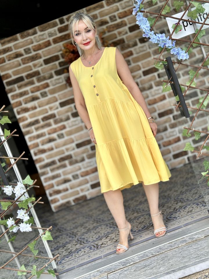 Y10886 Bodrum Elbise Sarı
