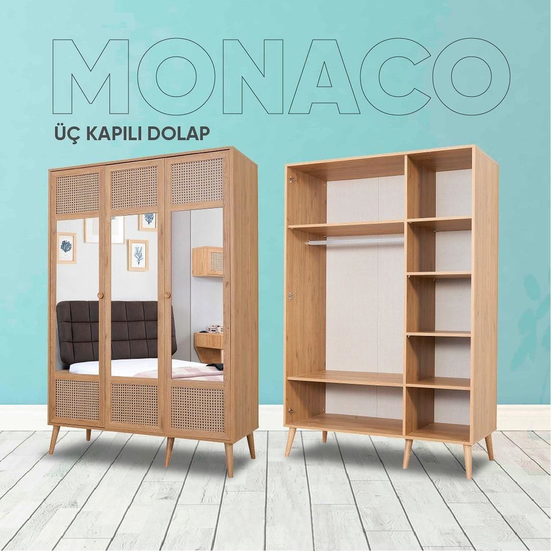 Arn Genç Monaco 3 Kapılı Dolap