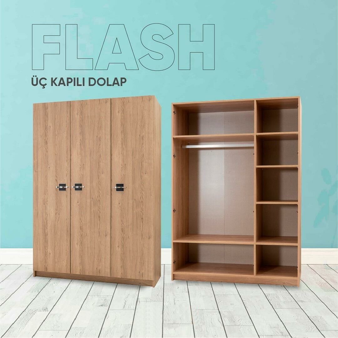 Arn Genç Flash 3 Kapılı Dolap